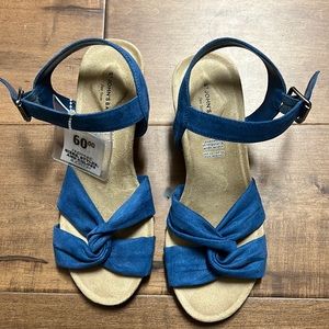 Blue Wedge Sandals